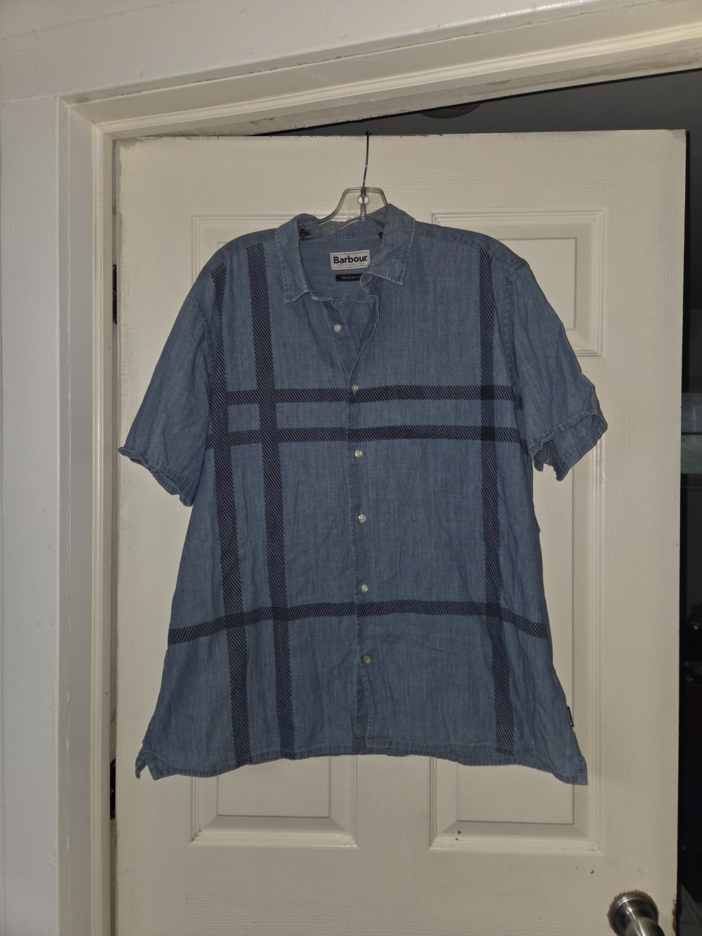 Barbour Men's Large Plaid Cotton Short Sleeve Regular Fit Button Down Shirt